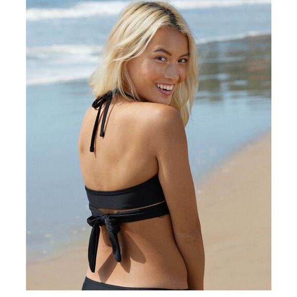 Aerie Wrap Halter Bikini Top Black Small - Picture 10 of 10